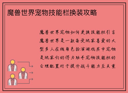 魔兽世界宠物技能栏换装攻略